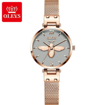 Бренд OLEVS, кварцевые наручные часы для девочек, лучшие цены, модные красивые женские популярные платья, водонепроницаемые часы из стальной сетки
